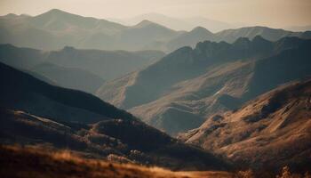 Majestic mountain peak, high up in summer generated by AI photo