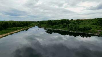 Move over the dirty water river at landfill site in Malaysia video