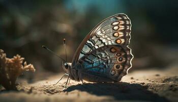 Graceful butterfly in vibrant multi colored elegance generated by AI photo