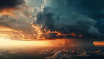 Dramatic sky, beauty in nature, heaven canvas generated by AI photo