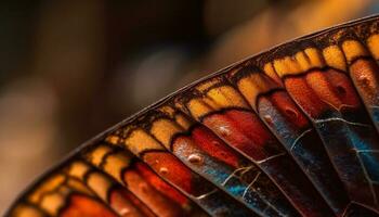 Vibrant butterfly wing, beauty in nature fragility generated by AI photo