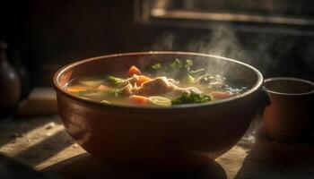 Healthy homemade stew, cooked with fresh vegetables generated by AI photo