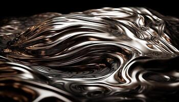 Shiny metallic wave pattern reflects futuristic elegance generated by AI photo