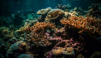 Colorful aquatic life thrives in tropical reef generated by AI photo