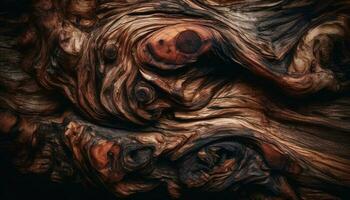 Abstract fractal design on old tree trunk generated by AI photo