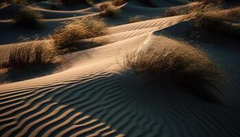 Rippled sand dunes create abstract wave pattern generated by AI photo