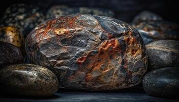 Abstract sphere, ancient stone material, shiny souvenir generated by AI photo