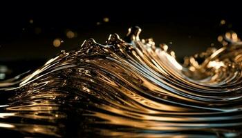 Shiny metallic wave pattern reflects abstract nature generated by AI photo