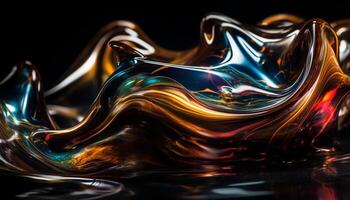 Abstract shapes in vibrant colors, flowing waves generated by AI photo