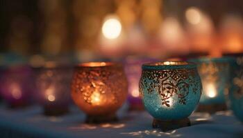 velas ardiente brillante, simbolizando espiritualidad y amor generado por ai foto