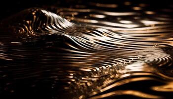 Shiny metallic wave pattern reflects abstract nature generated by AI photo