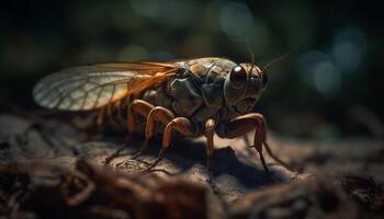 pequeño mosca amarillo ala y antena en atención generado por ai foto