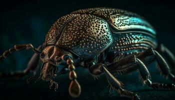 Metallic weevil antenna magnified in extreme close up generated by AI photo