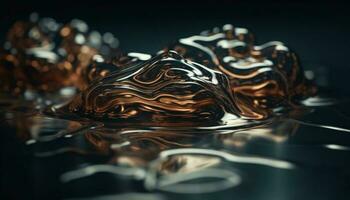 Shiny chocolate dessert splashing on transparent glass generated by AI photo