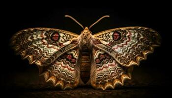 Multi colored butterfly wing, ornate pattern, fragile beauty generated by AI photo