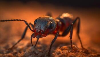 Small yellow ant spooky close up portrait generated by AI photo