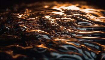 Smooth chocolate wave pattern on water surface generated by AI photo