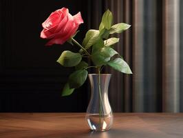 Pink rose in a vase photo