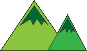 Illustration of mountain icon in green color. vector