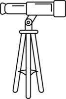 Stroke icon of telescope with stand. vector