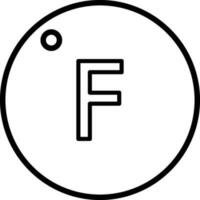 Degree Fahrenheit F icon in thin line art. vector