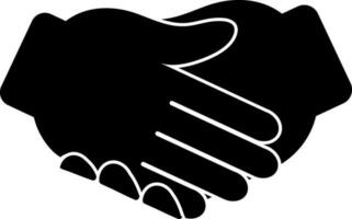 black and white icon of handshake gesture in flat style. vector