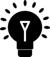 Icon of light bulb in black and white color. vector