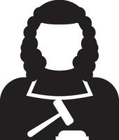 Character of female judge gavel. vector