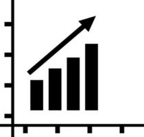 Black arrow with bar graph on white background. vector
