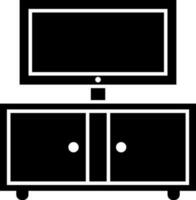 black and white television on wardrobe in flat style. vector