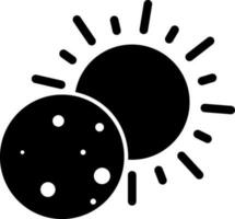 Sun eclipse glyph icon or symbol. vector