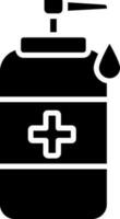 Hand Wash or Sanitizer Bottle icon in black and white color. vector