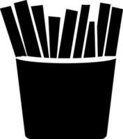 black and white french fries in flat style. vector