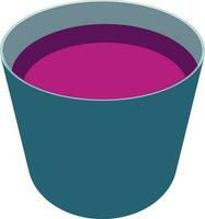 Blue bucket filled with purple liquid color. vector