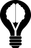 Icon of bulb inside brain in illustration. vector