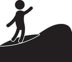 Black faceless man climbing on mountain. vector