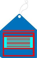 Blue and red tag in flat style. vector