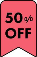 Discount Offer Sale Ribbon Tag In Red Color. vector