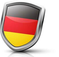 Germany flag decorated glossy grey shield. vector