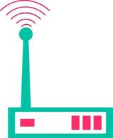 Green and pink wifi router in flat style. vector