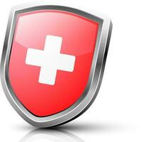 Switzerland flag in glossy shield. vector