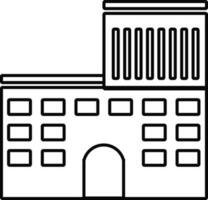 Black and white building in flat illustration. vector