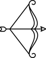 Line art flat symbol of Bow and Arrow. vector