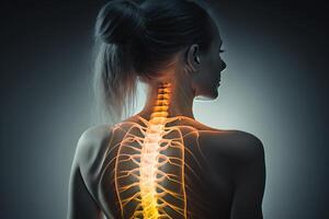 Woman having back pain photo