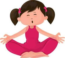 Little girl doing yoga on white background. vector