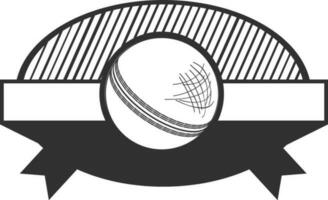 Vector sign or symbol of cricket ball on badge.