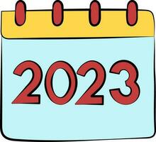 ilustración de 2023 anual calandrar icono en plano estilo. vector