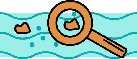 Research Or Checking Water Pollution Icon In Orange And Blue Color. vector