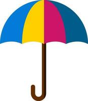 Open Colorful Umbrella Icon In Flat Style. vector