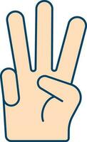 Three Finger Showing Hand Peach Icon In Flat Style. vector